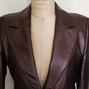 Linda Allard Ellen  Tracy Vintage long sleeve metallic brown leather jacket